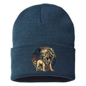 Leo Birthday Gift Born In July August Zodiac Leo Sustainable Knit Beanie