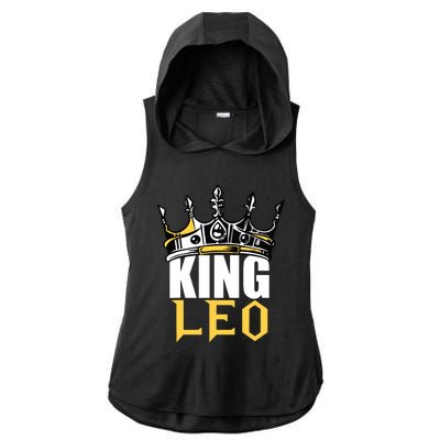 Leo Birthday Gifts King Leo Zodiac Ladies PosiCharge Tri-Blend Wicking Draft Hoodie Tank