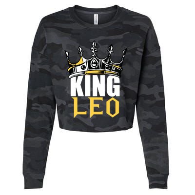 Leo Birthday Gifts King Leo Zodiac Cropped Pullover Crew