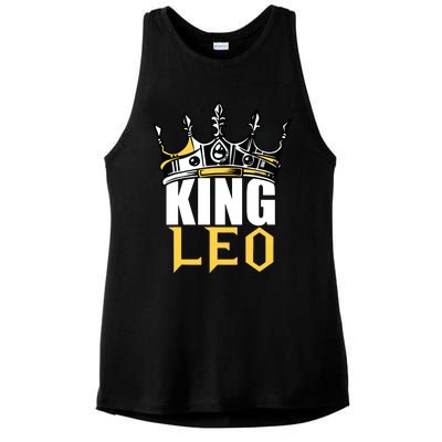 Leo Birthday Gifts King Leo Zodiac Ladies PosiCharge Tri-Blend Wicking Tank