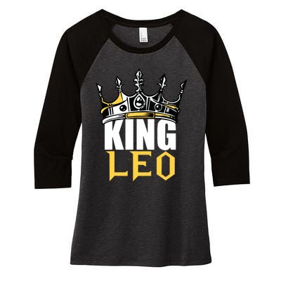 Leo Birthday Gifts King Leo Zodiac Women's Tri-Blend 3/4-Sleeve Raglan Shirt