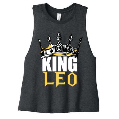 Leo Birthday Gifts King Leo Zodiac Women's Racerback Cropped Tank