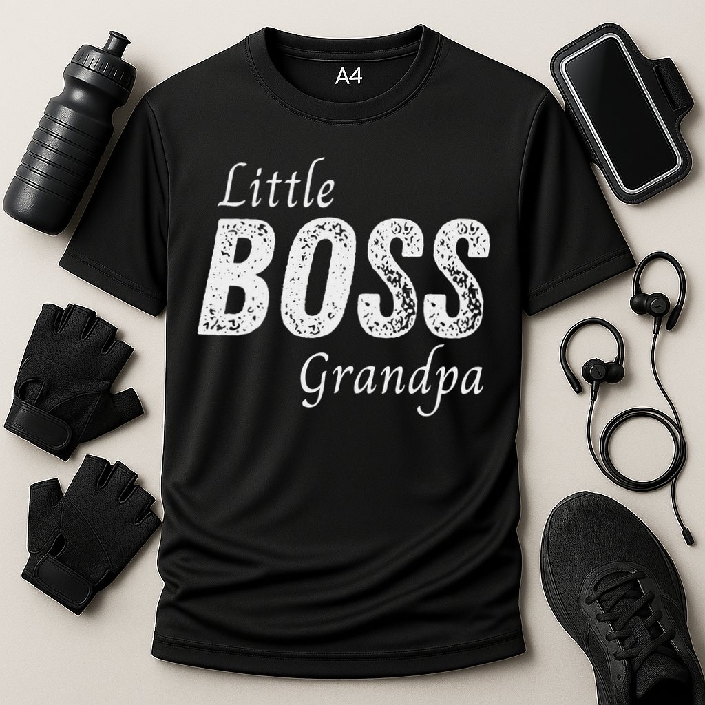 Little Boss Grandpa Baby Children Boy Funny Sibling Cooling Performance Crew T-Shirt