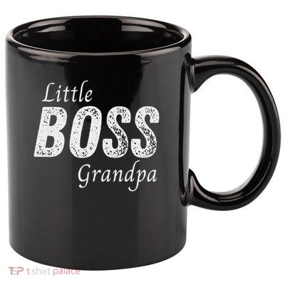Little Boss Grandpa Baby Children Boy Funny Sibling 11oz C Handle Ceramic Mug