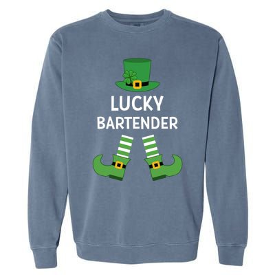 Lucky Bartender Gift Leprechaun Shamrock Hat St Patricks Day Great Gift Garment-Dyed Sweatshirt