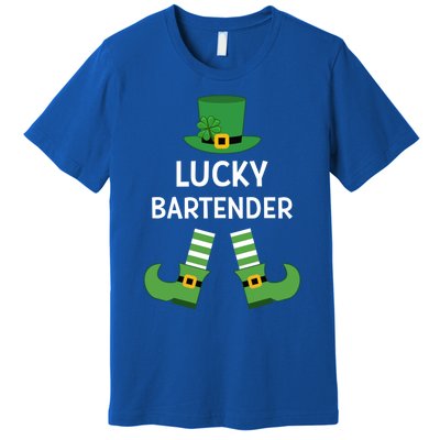 Lucky Bartender Gift Leprechaun Shamrock Hat St Patricks Day Great Gift Premium T-Shirt