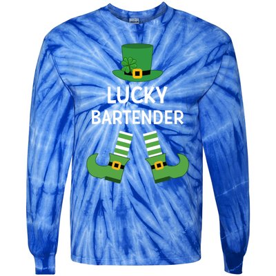 Lucky Bartender Gift Leprechaun Shamrock Hat St Patricks Day Great Gift Tie-Dye Long Sleeve Shirt