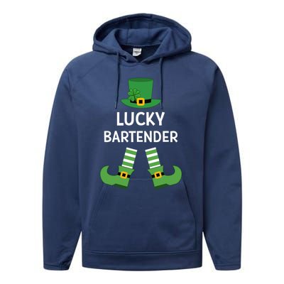 Lucky Bartender Gift Leprechaun Shamrock Hat St Patricks Day Great Gift Performance Fleece Hoodie