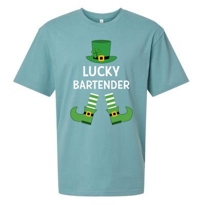 Lucky Bartender Gift Leprechaun Shamrock Hat St Patricks Day Great Gift Sueded Cloud Jersey T-Shirt