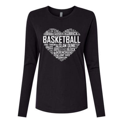 Love Basketball Gift Player Heart Womens Cotton Relaxed Long Sleeve T-Shirt