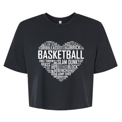 Love Basketball Gift Player Heart Bella+Canvas Jersey Crop Tee