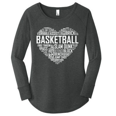 Love Basketball Gift Player Heart Women's Perfect Tri Tunic Long Sleeve Shirt