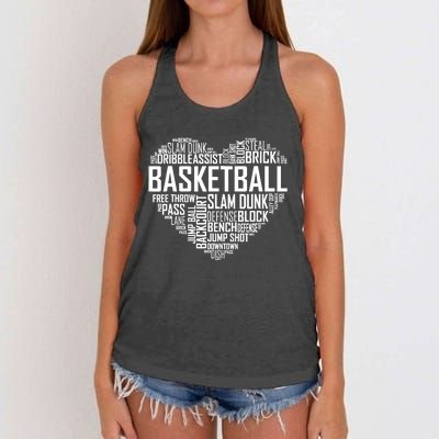 Love Basketball Gift Player Heart Women's Knotted Racerback Tank