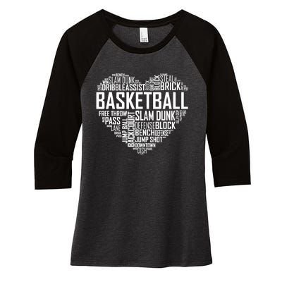 Love Basketball Gift Player Heart Women's Tri-Blend 3/4-Sleeve Raglan Shirt