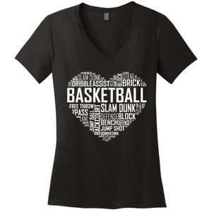 Love Basketball Gift Player Heart Women's V-Neck T-Shirt