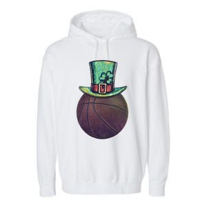 Lucky Basketball Gift Saint Patrick's Day Funny Gift Garment-Dyed Fleece Hoodie