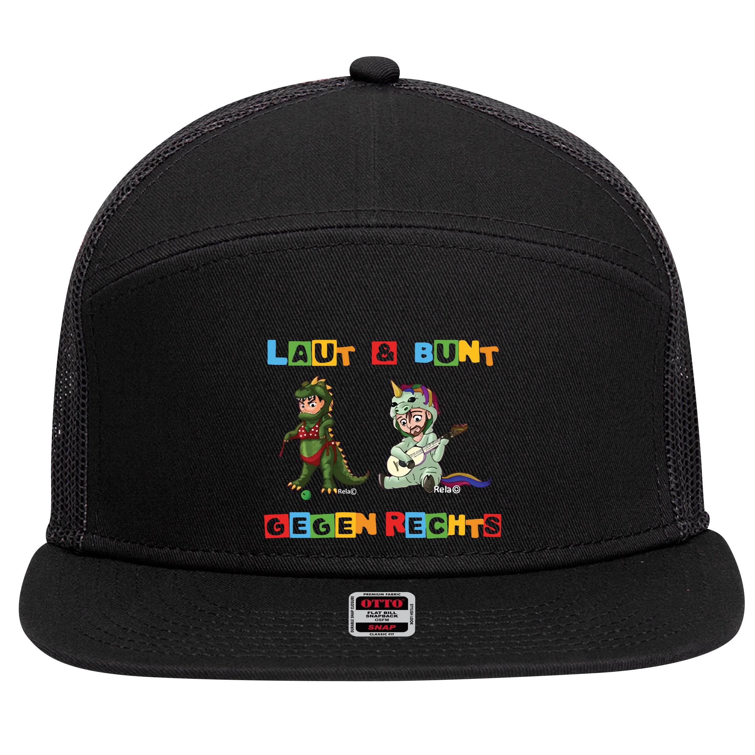 Laut & Bunt Gegen Rechts 7 Panel Mesh Trucker Snapback Hat