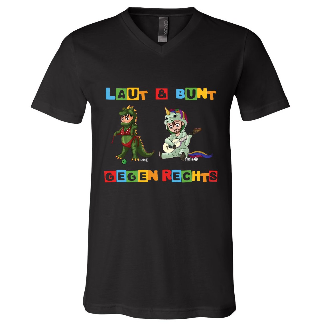 Laut & Bunt Gegen Rechts V-Neck T-Shirt