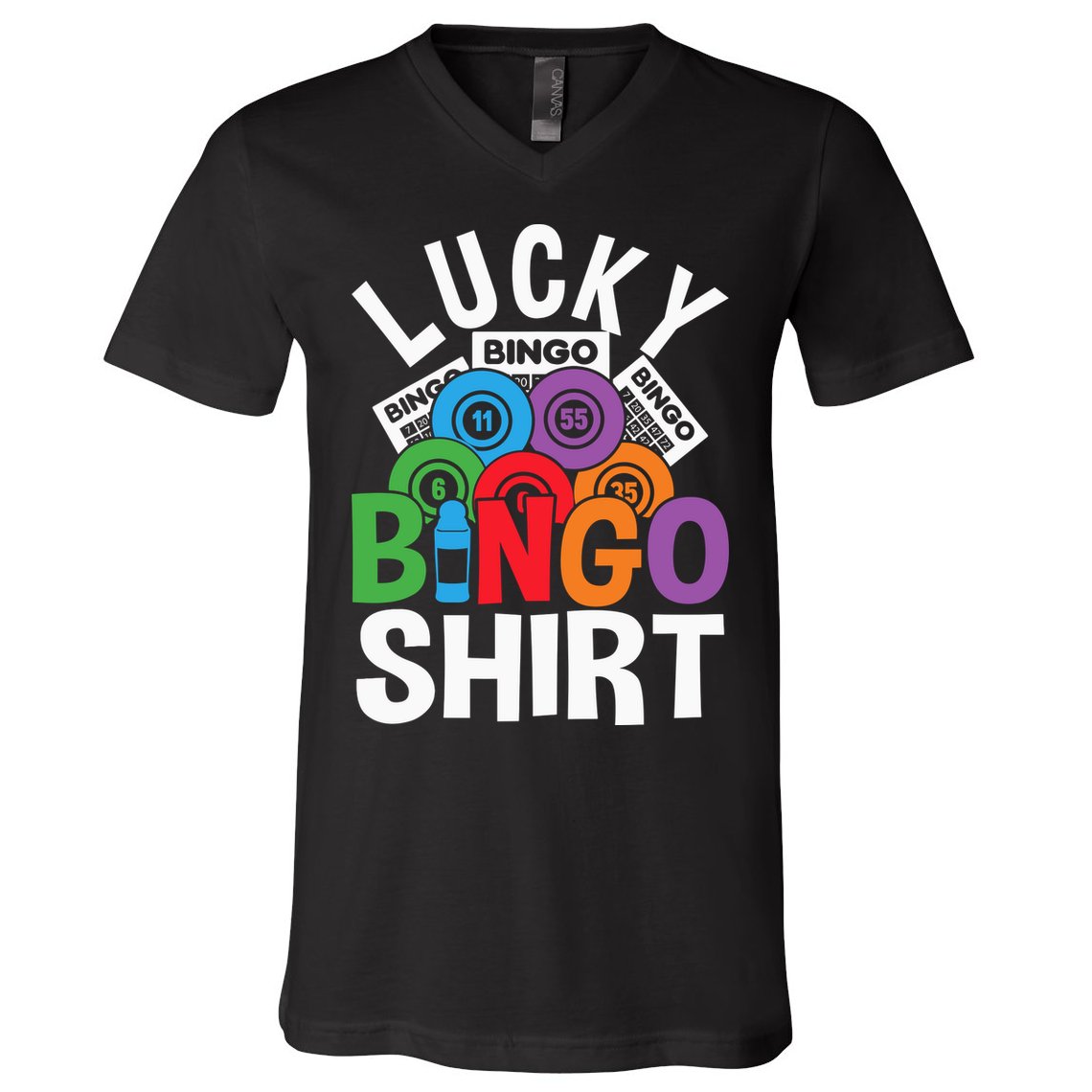 Lucky Bingo Gambling Fun Bingo Lover Design V-Neck T-Shirt