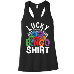 Lucky Bingo Gambling Fun Bingo Lover Design Women's Racerback Tank