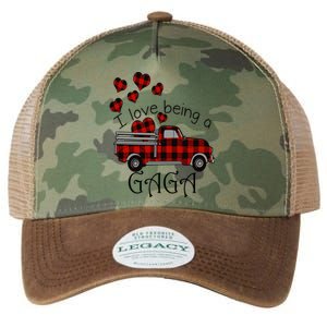 Love Being Gaga Red Plaid Truck Gnome Hearts Valentine's Day Gift, Funny Red Legacy Tie Dye Trucker Hat