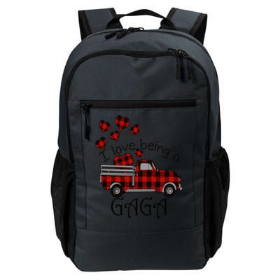 Love Being Gaga Red Plaid Truck Gnome Hearts Valentine's Day Gift, Funny Red Daily Commute Backpack