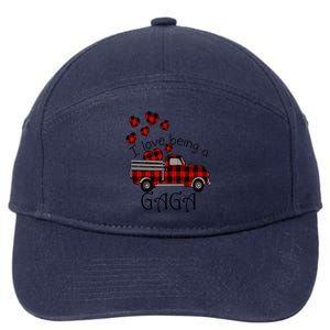 Love Being Gaga Red Plaid Truck Gnome Hearts Valentine's Day Gift, Funny Red 7-Panel Snapback Hat