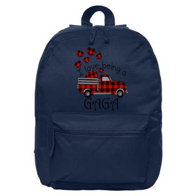 Love Being Gaga Red Plaid Truck Gnome Hearts Valentine's Day Gift, Funny Red 16 in Basic Backpack