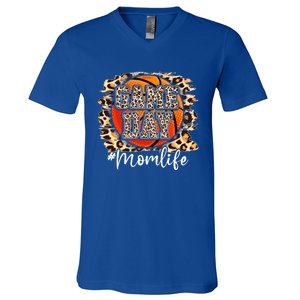 Leopard Basketball Game Vibes Basketball Mom Mothers Day Cute Gift V-Neck T-Shirt