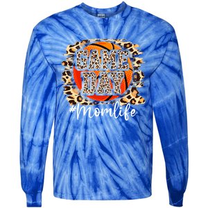 Leopard Basketball Game Vibes Basketball Mom Mothers Day Cute Gift Tie-Dye Long Sleeve Shirt