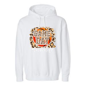 Leopard Basketball Game Vibes Basketball Mom Mothers Day Cute Gift Garment-Dyed Fleece Hoodie