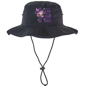 Loved By God Chosen By Jesus Purple Cross And Butterflies Legacy Cool Fit Booney Bucket Hat