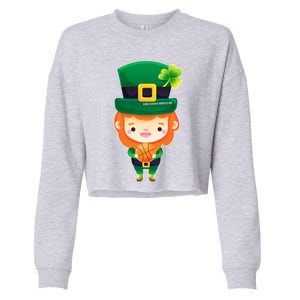 Leprechaun Basketball Gift St Patricks Day Gift Cropped Pullover Crew