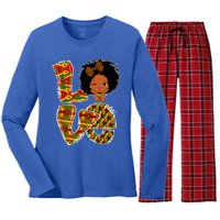 Love Black History Month Juneteenth African American Pride Funny Gift Women's Long Sleeve Flannel Pajama Set 