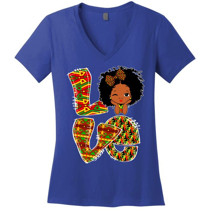 Love Black History Month Juneteenth African American Pride Funny Gift Women's V-Neck T-Shirt