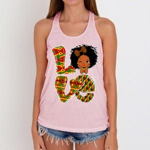 Love Black History Month Juneteenth African American Pride Funny Gift Women's Knotted Racerback Tank