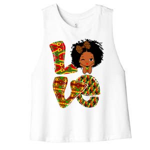 Love Black History Month Juneteenth African American Pride Funny Gift Women's Racerback Cropped Tank