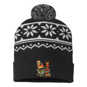 Love Black History Month Strong African USA-Made Snowflake Beanie