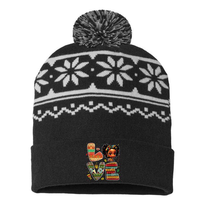 Love Black History Month Strong African USA-Made Snowflake Beanie