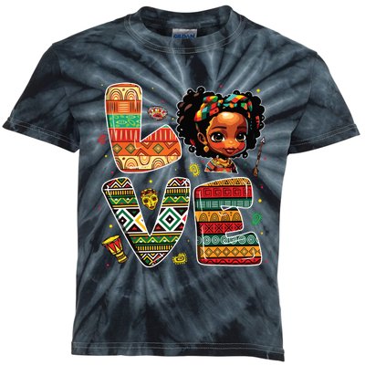 Love Black History Month Strong African Kids Tie-Dye T-Shirt