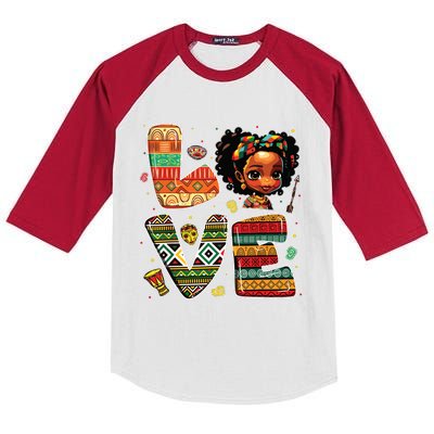 Love Black History Month Strong African Kids Colorblock Raglan Jersey