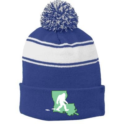 Louisiana Bigfoot Hunter State Gift Stripe Pom Pom Beanie