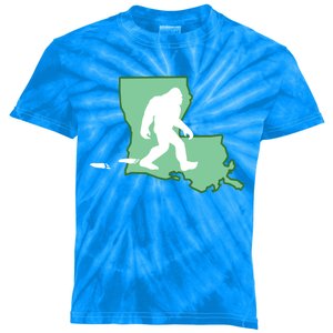 Louisiana Bigfoot Hunter State Gift Kids Tie-Dye T-Shirt