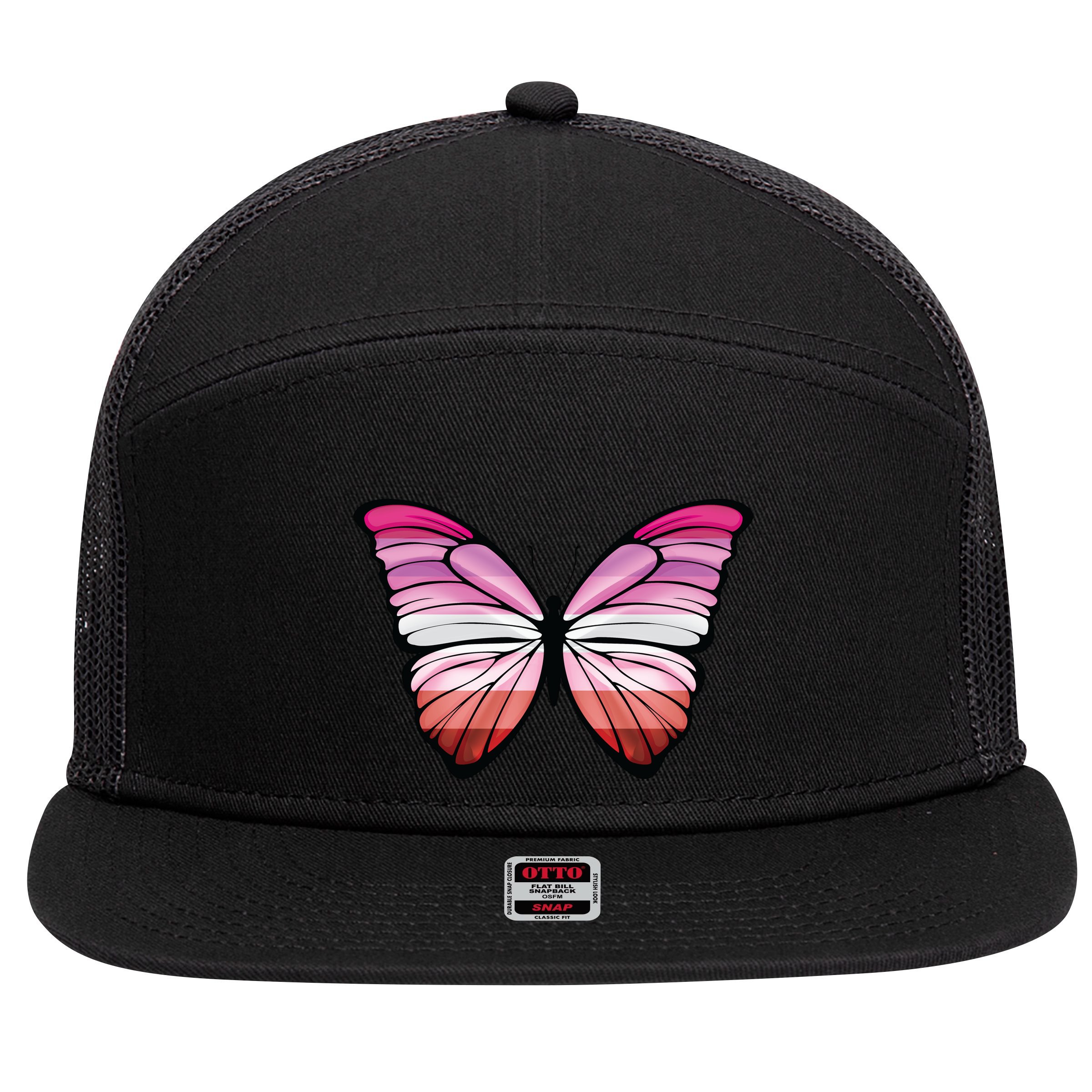 Lesbian Butterfly Hypolimnas Lesbian Pride Flag 7 Panel Mesh Trucker Snapback Hat