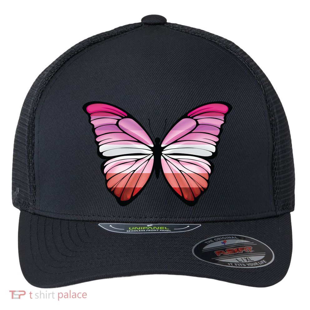 Lesbian Butterfly Hypolimnas Lesbian Pride Flag Flexfit Unipanel Trucker Cap