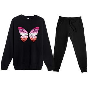 Lesbian Butterfly Hypolimnas Lesbian Pride Flag Premium Crewneck Sweatsuit Set