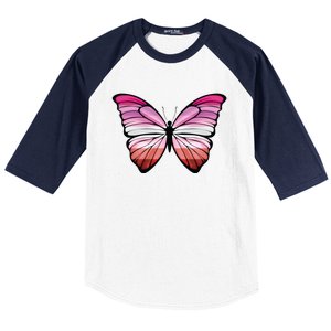 Lesbian Butterfly Hypolimnas Lesbian Pride Flag Baseball Sleeve Shirt