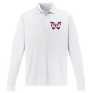 Lesbian Butterfly Hypolimnas Lesbian Pride Flag Performance Long Sleeve Polo