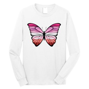 Lesbian Butterfly Hypolimnas Lesbian Pride Flag Long Sleeve Shirt