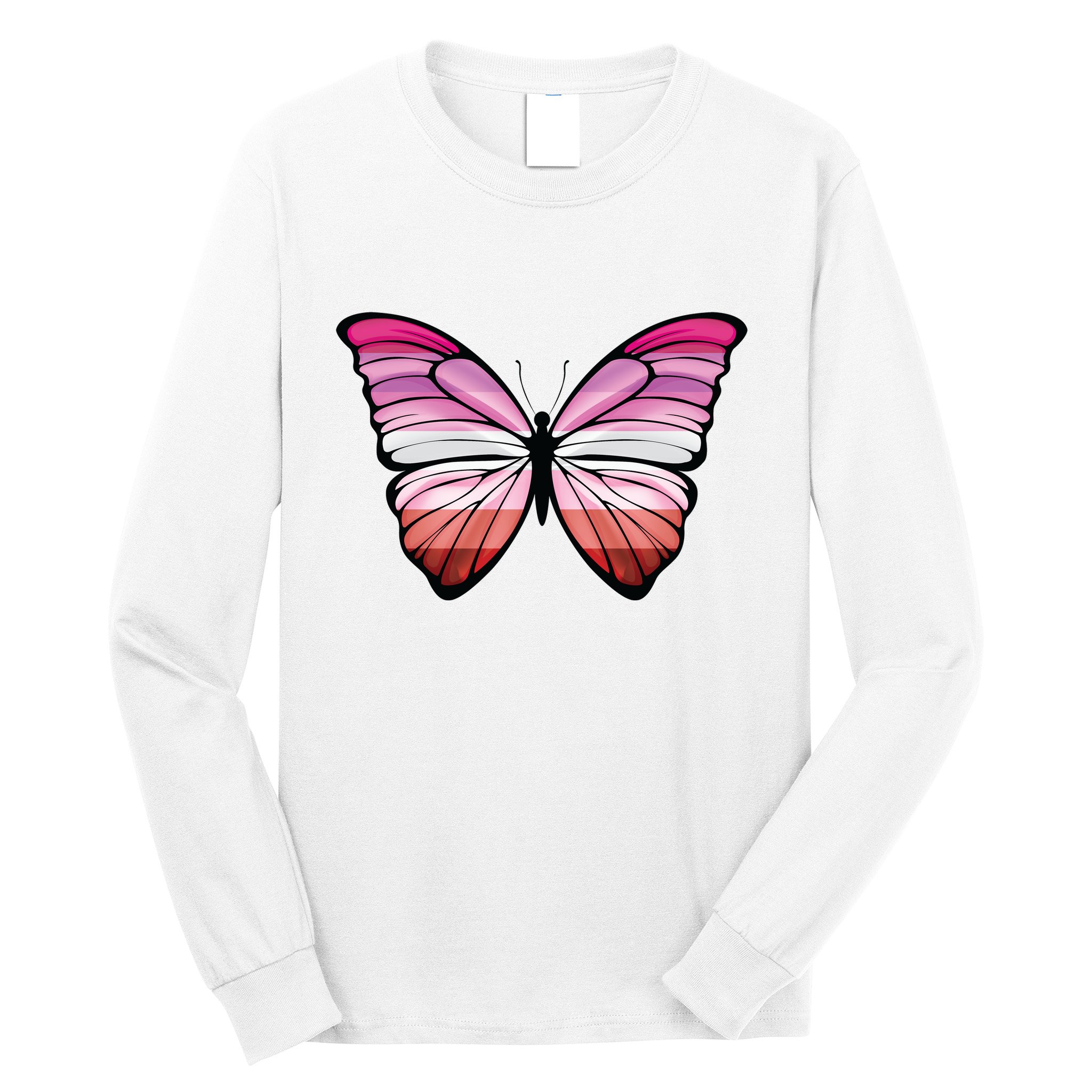 Lesbian Butterfly Hypolimnas Lesbian Pride Flag Long Sleeve Shirt